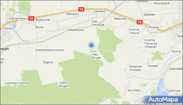 mapa Kąty Drugie, Kąty Drugie na mapie Targeo